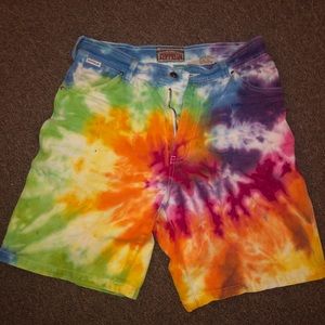 Vintage customized tie dye Zeppelin shorts